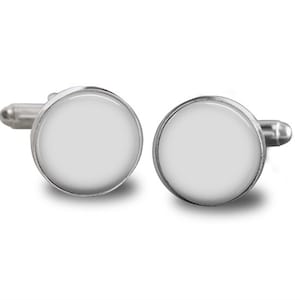 Personalized Cufflinks Digital Photo Template for silver 1 inch round settings on white background. Instr included. 70_375