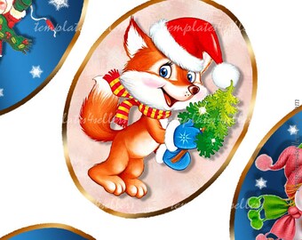 Digital Collage Sheet  Christmas Time New Year Kids Children 30x40 mm oval images Vintage Scrapbooking Pendants Original 4x6 inch sheet  580