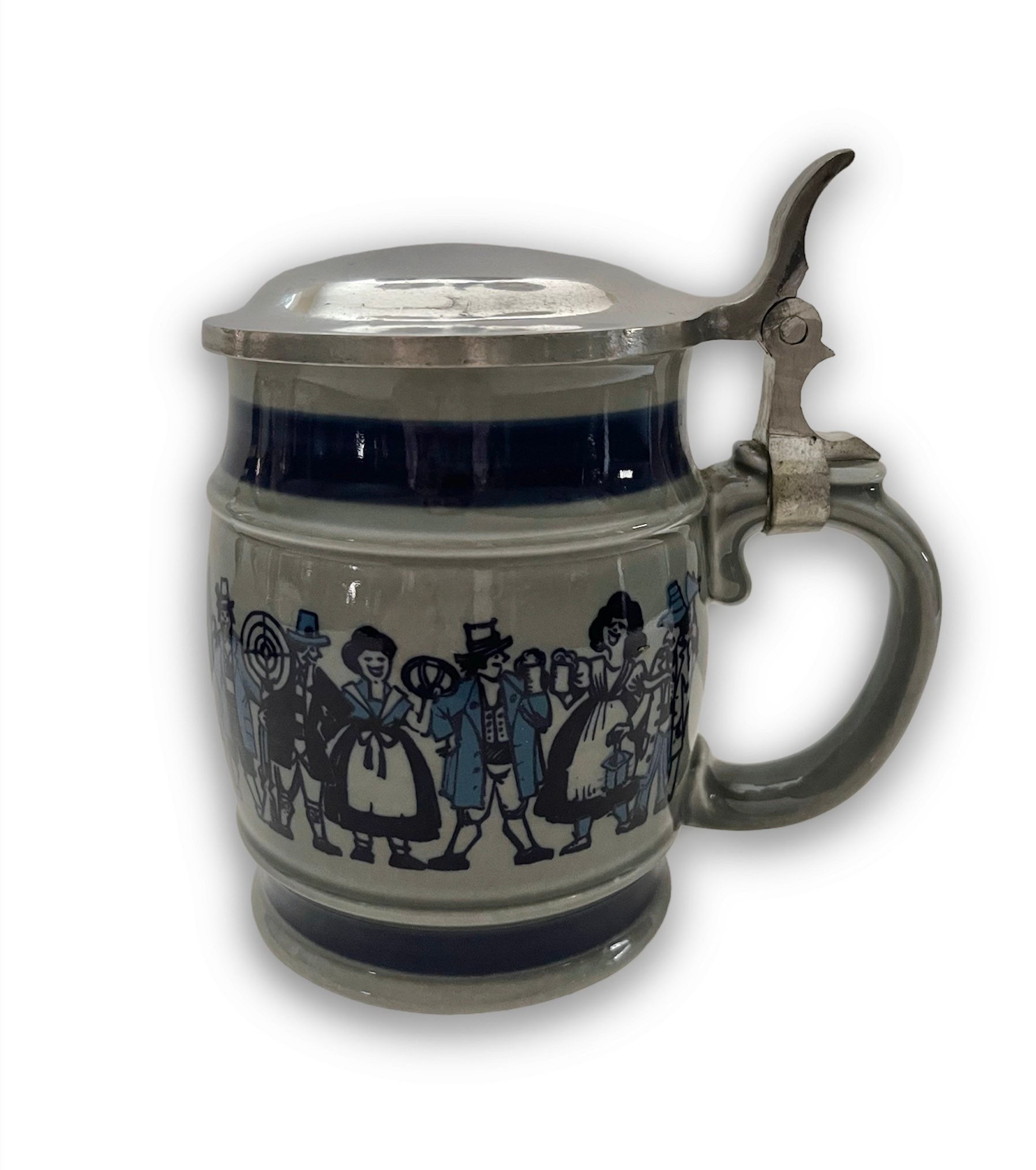 Vintage Goebel Stoneware German Beer Stein With Pewter Handle Browns