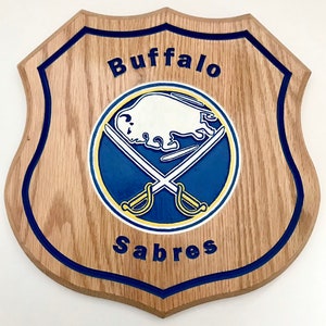 Vintage Hand Made Buffalo Sabres Wooden Wall Plaque in Excellent condition