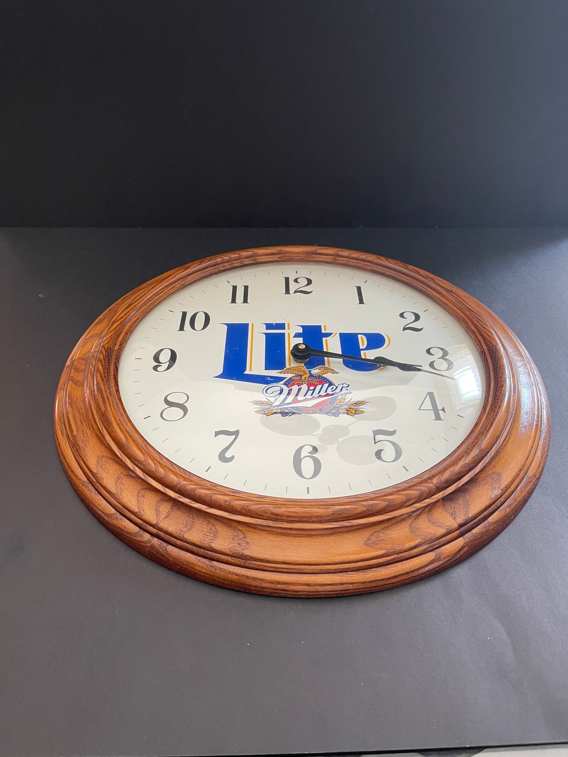 Vintage Miller Lite Beer Oak Frame 16 Round Wall Clock circa Etsy