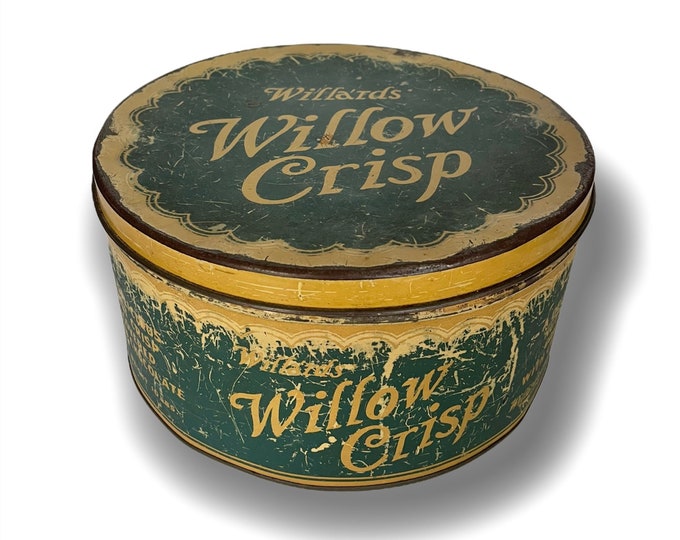 Vintage 1930’s Willa’rds’ Willow Crisp Chocolates (10 Lb.) Advertising Tin