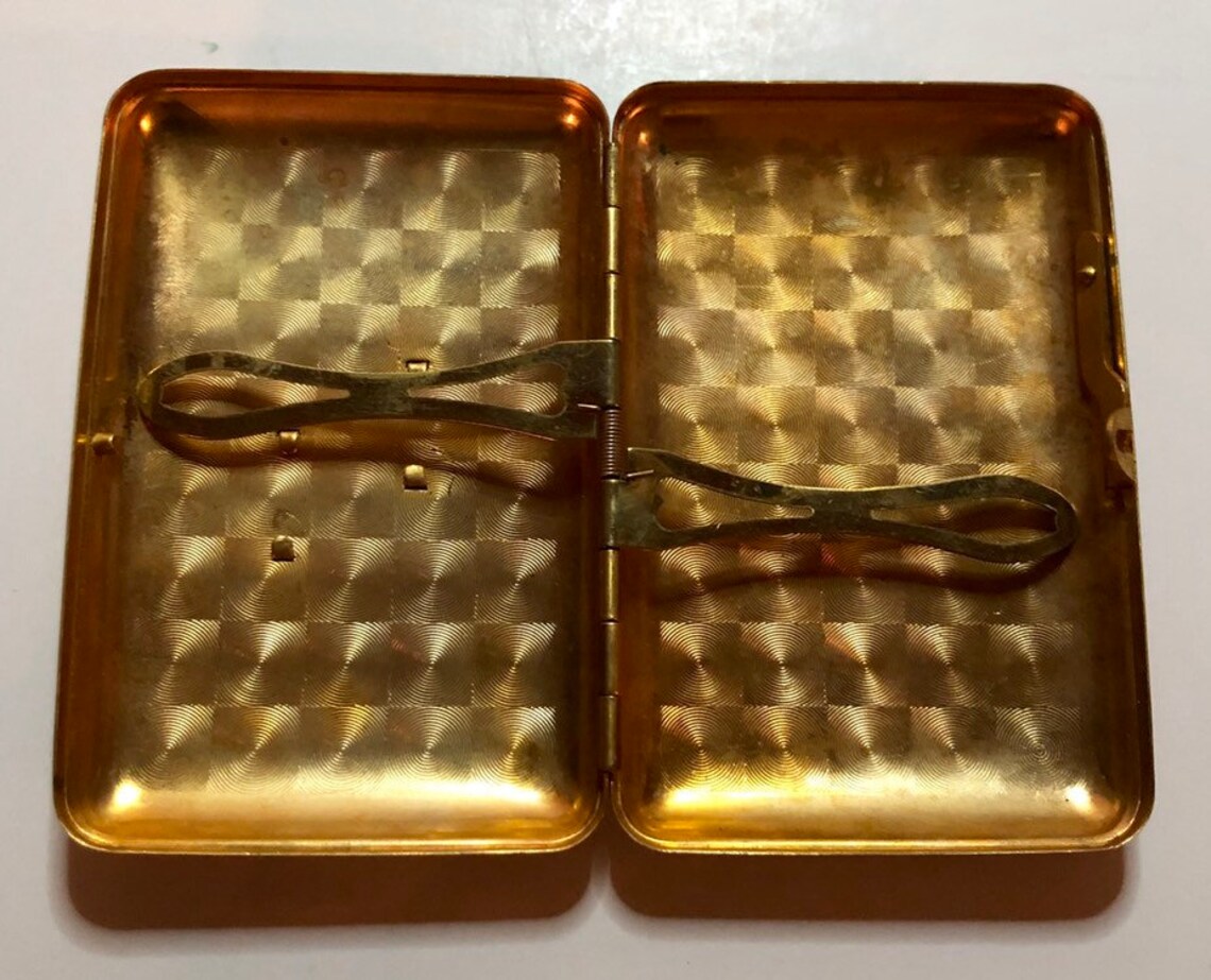 Vintage Gold Finish Cigarette Case Holder with Monogrammed S Etsy