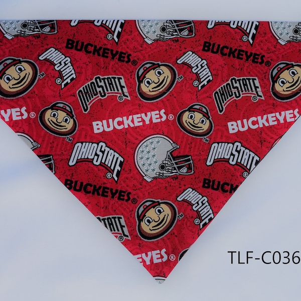 Dog Bandana Ohio State - Columbus OH (Slip Over Collar - No Tie Style) Doggie Puppy Pet Wear Clothing Fashion Scarf Accessories
