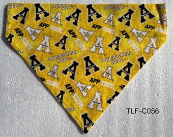 Dog Bandana Appalachian State University Mountaineers NC Slip Over Collar-No Tie Style Puppy Pet Wear Clothing Fashion Scarf Accessories