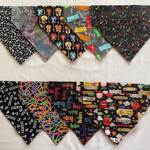 Dog Bandana School Music Beatles Multicolor (Slip Over Collar - No Tie Style) Doggie Puppy Pet Wear Clothing Fashion Scarf Accessories
