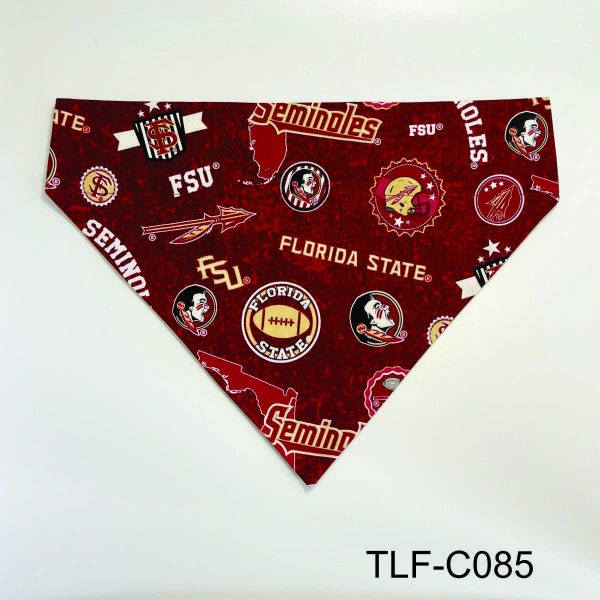 Dog Bandana Florida State University Seminoles FL (Slip Over Collar-No Tie Style) Doggie Puppy Pet Wear Clothing Fashion Scarf Accessories