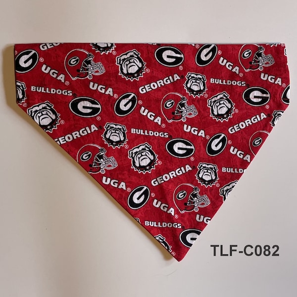 Dog Bandana University of Georgia  Athens GA - (Slip Over Collar - No Tie Style) Doggie Puppy Pet Wear Clothing Fashion Scarf Accessories