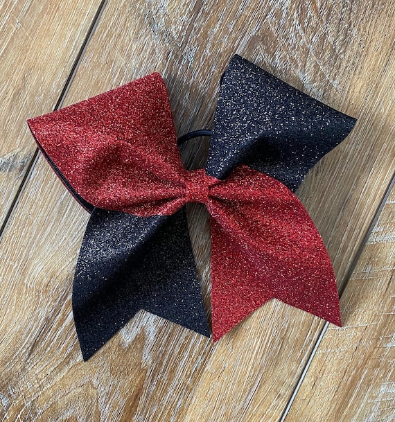 Black and Red Cheer Bow with Sequins Cheer Bow for Rec Cheer - Competition Cheer Bow - Glitter  main image 2