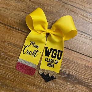 2024 Graduation cap, pencil bow, teacher bow