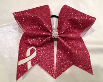 Breast cancer awareness cheer bow