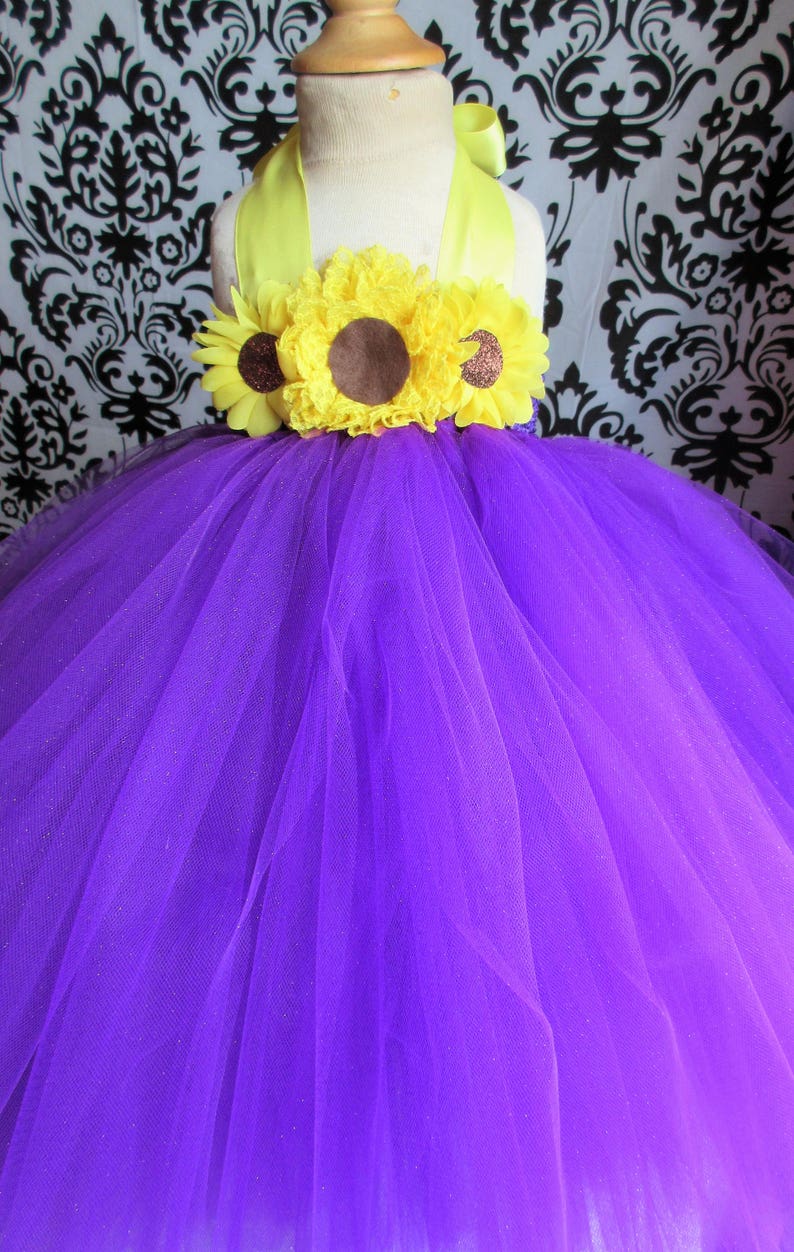 Sunflower Flower Girl Dresses Purple
