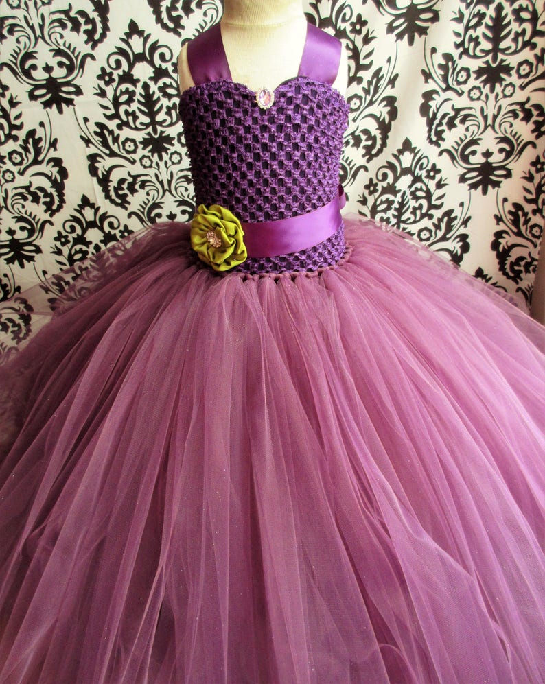 eggplant purple flower girl dresses