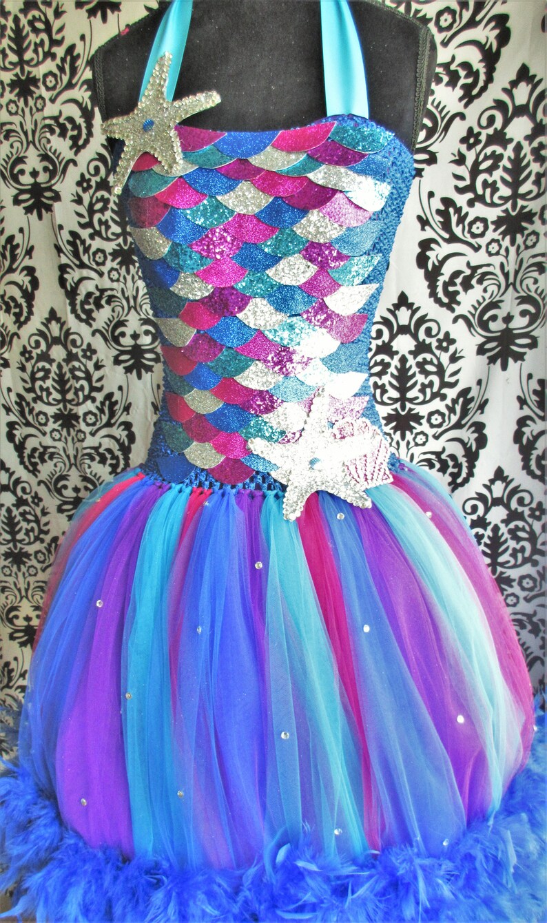 Adult Rainbow Fish DressRainbow Fish CostumeBlue Mermaid DressAdult Mermaid Scale TutuMermaid CostumeMardi Gras DressWomen/'s Dresses