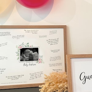 Pink Florals Baby Shower Gästebuch Poster Andenken, Ultraschall Foto Schild, Gästebuch Schild für Baby Shower Dekorationen [315lp]
