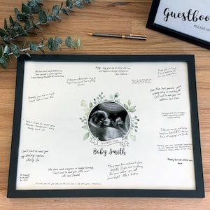 Babyparty Gästebuch Poster Ultraschall Sonogramm Foto Schild Botanische Unterschriften Tafel Gästebuch Schild für die Babyparty Dekorationen[314b]