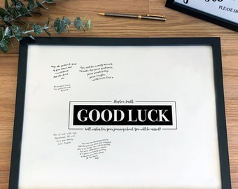 Good Luck Sign, Guest Book Signing Poster, Retirement or Travelling Employee Gift, Farewell Personalised Sign Mint Imprint [310]