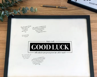 Good Luck Sign, Gästebuch Signierung Poster, Ruhestand oder Reisen Mitarbeiter Geschenk, Abschied Personalisiertes Zeichen Minze Abdruck [310]