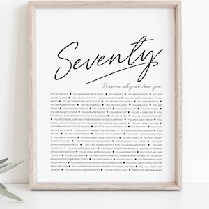 Cornice per il settantesimo compleanno 70 cose che amiamo di te Regalo personalizzato per il 70° compleanno per genitori e nonni Stampa della storia di vita sentimentale [159]