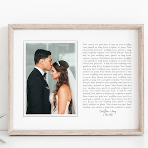 Voti nuziali e stampa fotografica o testo di canzone regalo romantico coppie lui lei personalizzato 1° anniversario stampabile incorniciato regalo 1 anno [023]