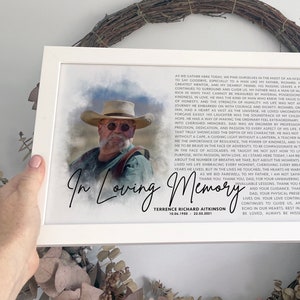 Impresión enmarcada o imprimible de discurso fúnebre con foto, regalo conmemorativo, panorámica horizontal [031]
