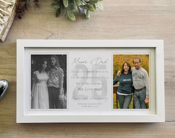 Then and Now Silver 25th Wedding Anniversary Gift 25 Years 2 Wedding Photo Collage Comparison Panoramic Frame Custom Marriage History [030]