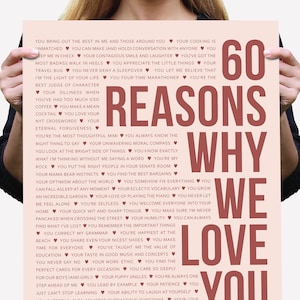 60 Gründe, warum wir Sie lieben Personalisiertes Geschenk zum 60.