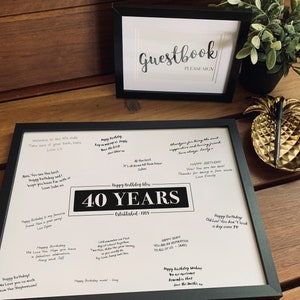 40th Birthday Party Decorations, Guestbook Signing Poster, Personalised Sign 40 years Signature Board Personalised Sign [310]