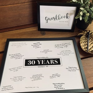 30th Birthday Guest Book Decoration, Sign In Personalised Birthday Poster Guestbook 30 Year Old Man, Thirty Birthday Decorations [310]