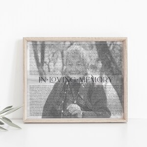Impresión fotográfica personalizada conmemorativa / Poema conmemorativo, Letra de canción