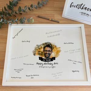 50. Geburtstag Dekorationen Foto Gästebuch Rahmen personalisiert Geburtstag Poster, 50 Fifty Things Bucket List Andenken Schild [329z]