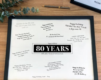 80th Birthday Guest Book Decoration, Sign In Personalised Birthday Poster Guestbook, Eighty Birthday Decorations [310]