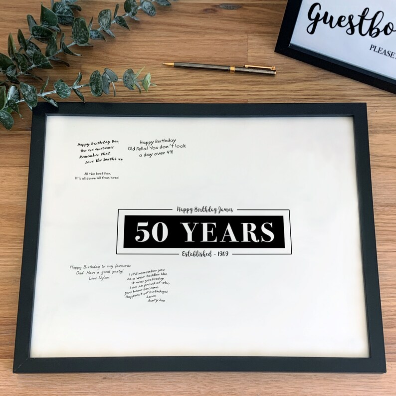 50th Birthday Party Decorations Guestbook Signing Poster Etsy