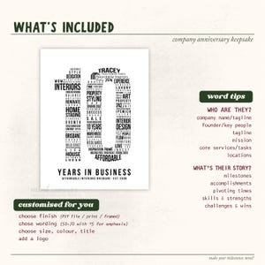 10 Year Anniversary Word Cloud Art - Personalized Business Gift image 11