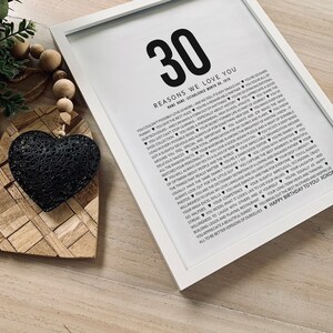 30 motivi per cui ti amiamo Regalo personalizzato per il 30° compleanno Regalo per la migliore amica Figlia Sorella Trenta Stampa incorniciata o ricordo stampabile [147]