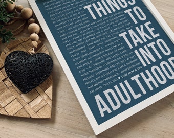 21 Things To Take Into Adulthood, Personalised 21st Birthday Gift From Parents, Siblings, Aunty, Uncle, Grandparents, Words Of Wisdom [150]