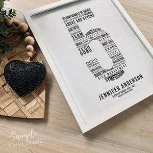 5 Year Work Anniversary Gift 5th Employee Service Award, Employment History Word Cloud Print Workiversary or Printable by Mint Imprint Bild 6