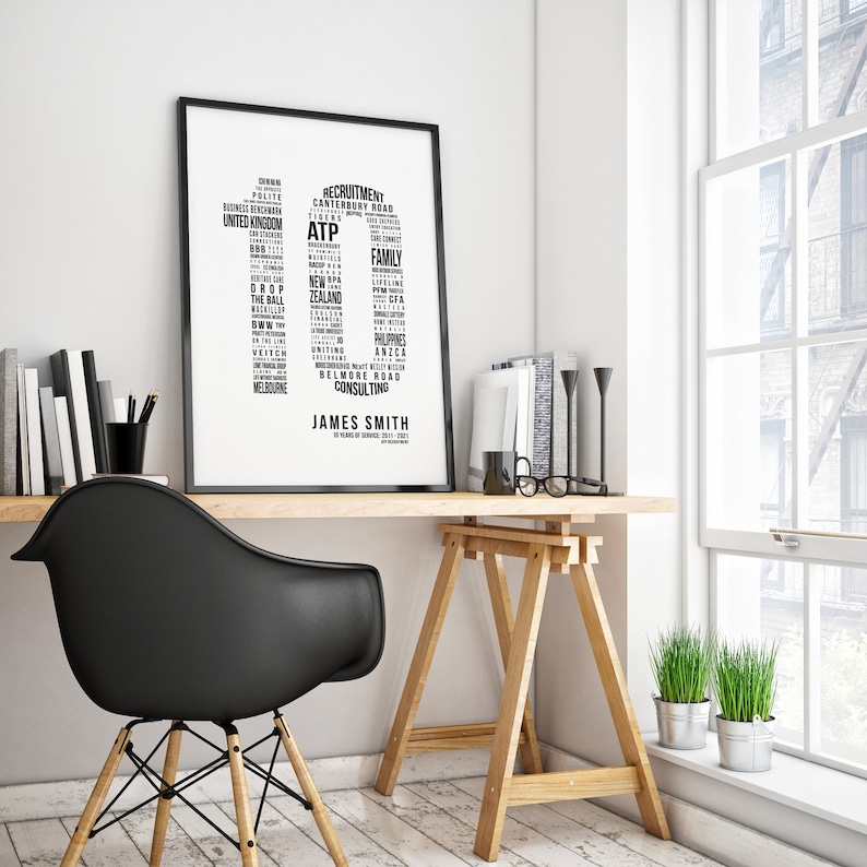 10 Year Anniversary Word Cloud Art - Personalized Business Gift image 5