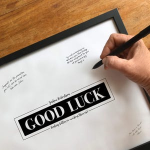 Good Luck Message Board Guestbook Signing Poster, Retirement or Travelling Work Employee Gift Farewell Personalised Framed or Digital [310]