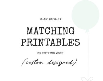 Matching Party Printable Decor Files or Editing, Downloadable DIY Print To Match Our Existing Printable Party Range Themes, Party Printables