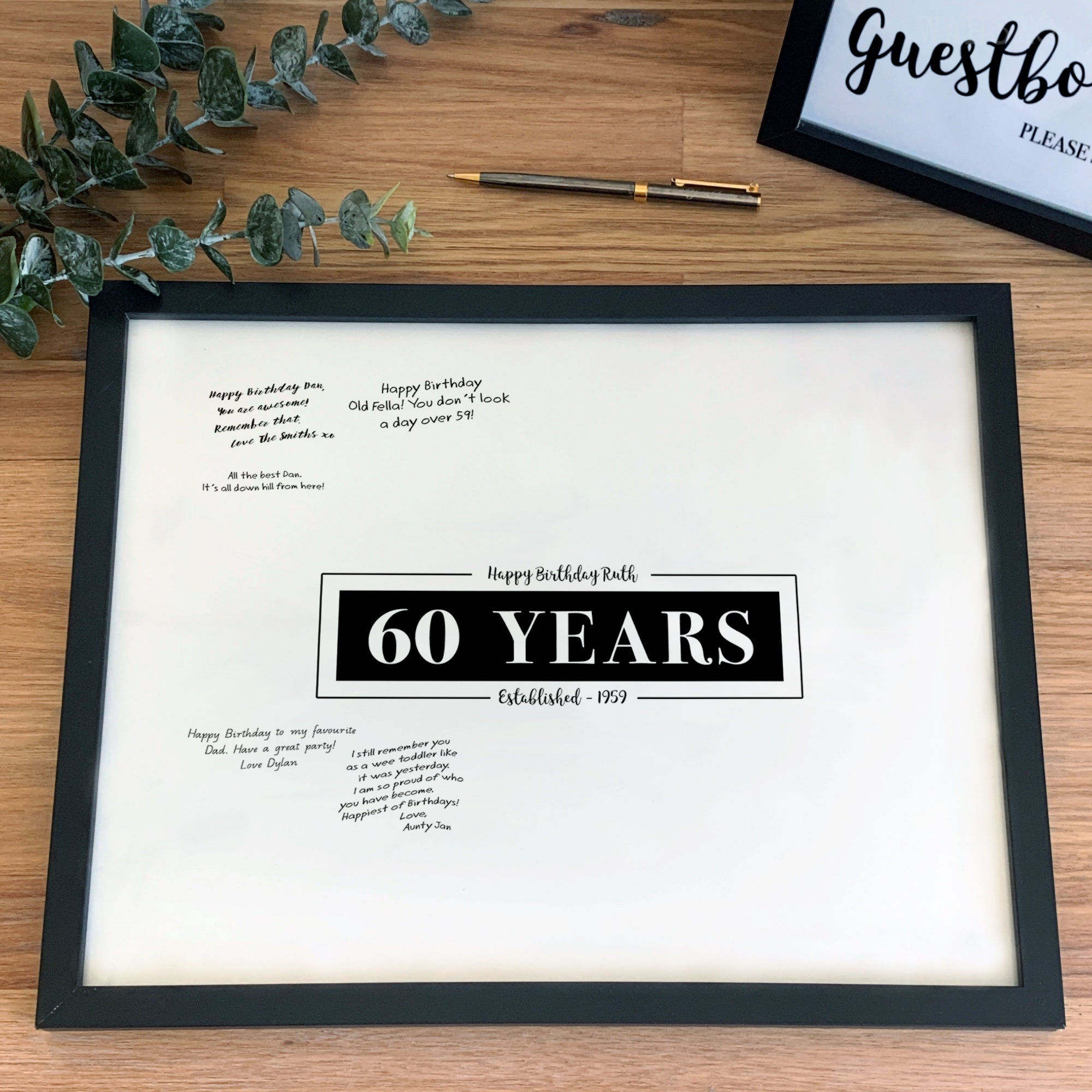 60th Birthday Party Decorations Guest Book Signing Poster Etsy