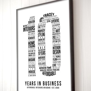 10 Year Anniversary Word Cloud Art - Personalized Business Gift image 7