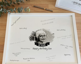 60. Geburtstag Foto-Gästebuch Signature Rahmen personalisiert Geburtstag Poster 60 Gästebuch, Sixty Message Board gerahmt Geburtstagsdeko [329z]