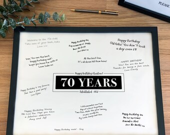 70th Birthday Party Decorations, Guest Book Signing Poster, Personalised Sign 70 years [310]