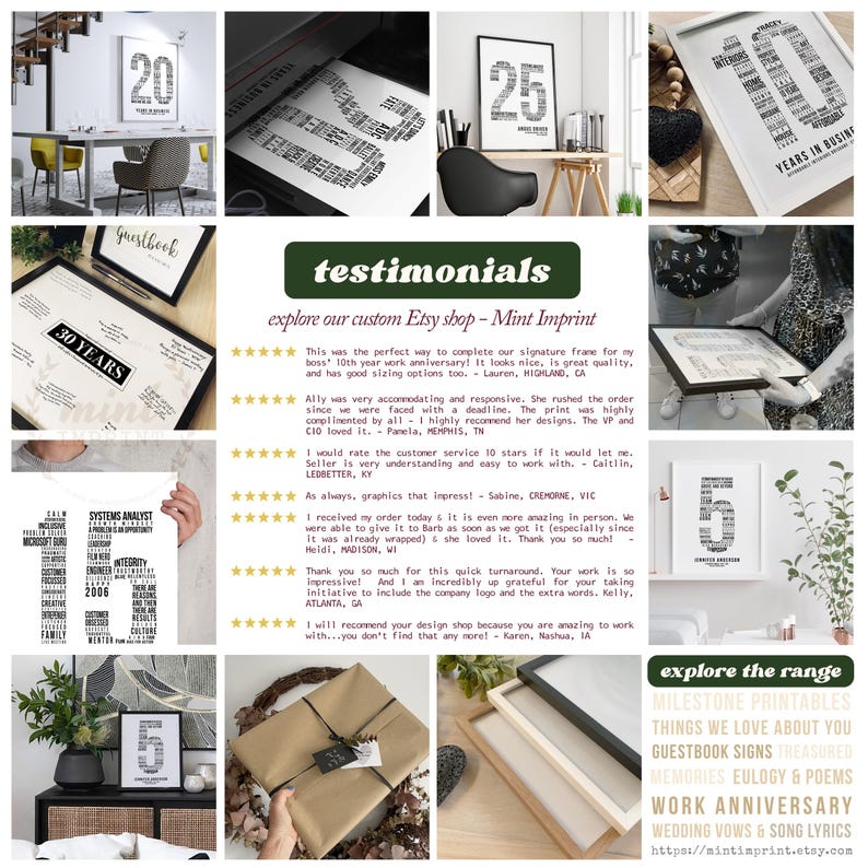 10 Year Anniversary Word Cloud Art - Personalized Business Gift image 13