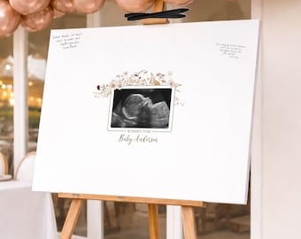 Wildflower Ultrasound Songoram Baby Shower Guest Book Poster | Sentimental Keepsake (Editable)