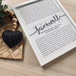 Abschiedsgeschenk für Mitarbeiter, Kollege Geschenk Personalisierte Ruhestand Abschied Gründe, Wir werden Sie vermissen, druckbar oder gerahmt 148