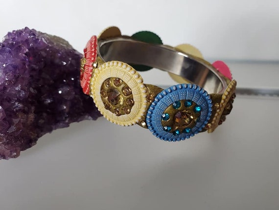 Celluloid Rhinestone Swarovski Bangel Bracelet, C