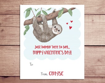 Free printable sloth valentines Valentine sloth | Etsy