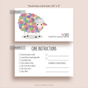 Knitting Care Info Cards - Knitting Gift Cards - Crochet Care Info - Sheep Knitting Care Instructions - Crochet Care Instruction Cards